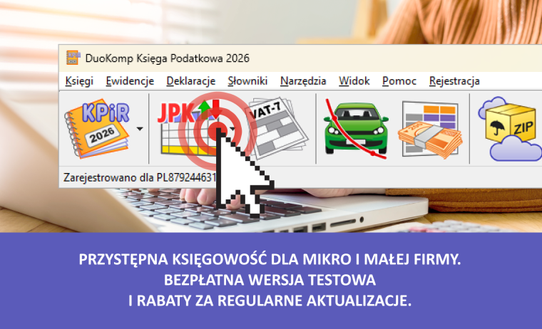 DuoKomp Księga Podatkowa 2025 - kpir, vat, amortyzacja, lista płac